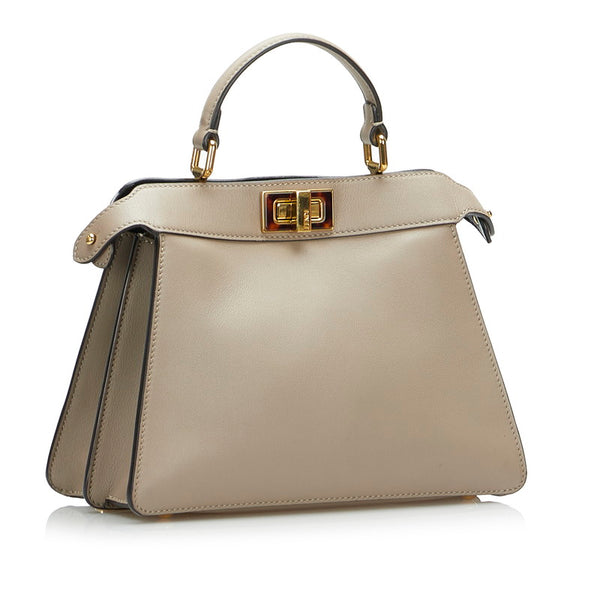 フェンディ ピーカブー アイシーユー スモール  ハンドバッグ ショルダーバッグ 2WAY 8BN327 グレージュ グレー レザー レディース FENDI 【中古】