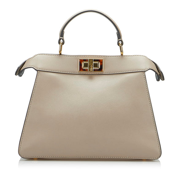 フェンディ ピーカブー アイシーユー スモール  ハンドバッグ ショルダーバッグ 2WAY 8BN327 グレージュ グレー レザー レディース FENDI 【中古】