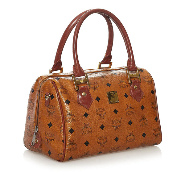エム シー エム ヴィセトス ハンドバッグ ミニボストン ブラウン PVC レザー レディース MCM 【中古】