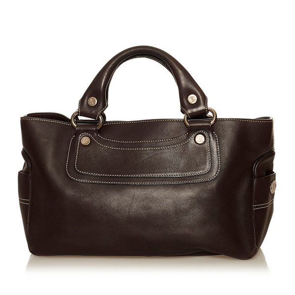 セリーヌ ブギーバッグ ブラウン レザー ハンドバッグ レディース CELINE 【中古】
