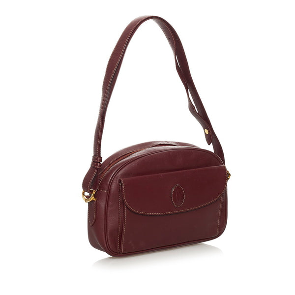 カルティエ マスト 肩掛け ショルダーバッグ ワインレッド レザー レディース CARTIER 【中古】