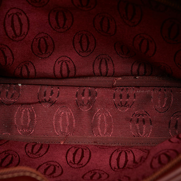 カルティエ マスト 肩掛け ショルダーバッグ ワインレッド レザー レディース CARTIER 【中古】