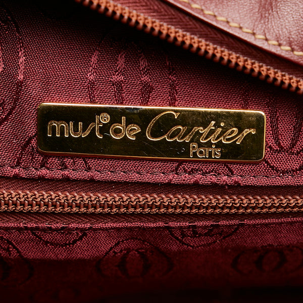 カルティエ マスト 肩掛け ショルダーバッグ ワインレッド レザー レディース CARTIER 【中古】