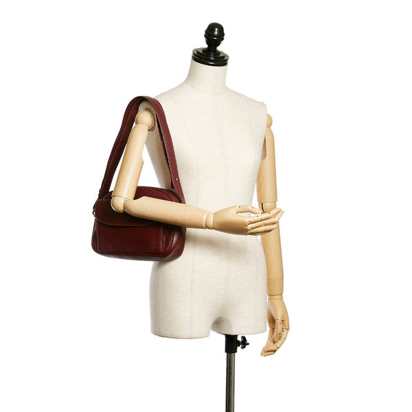 カルティエ マスト 肩掛け ショルダーバッグ ワインレッド レザー レディース CARTIER 【中古】