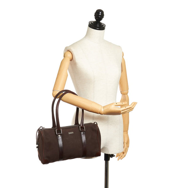 グッチ ハンドバッグ ミニボストン ブラウン キャンバス レザー レディース GUCCI 【中古】