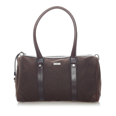 グッチ ハンドバッグ ミニボストン ブラウン キャンバス レザー レディース GUCCI 【中古】