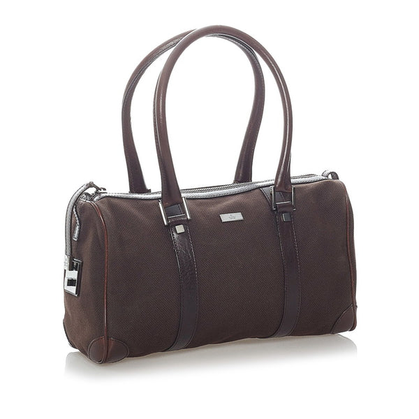 グッチ ハンドバッグ ミニボストン ブラウン キャンバス レザー レディース GUCCI 【中古】