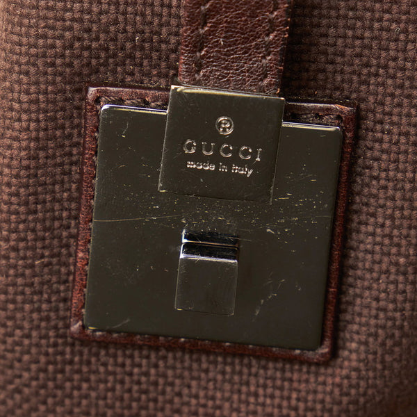 グッチ ハンドバッグ ミニボストン ブラウン キャンバス レザー レディース GUCCI 【中古】