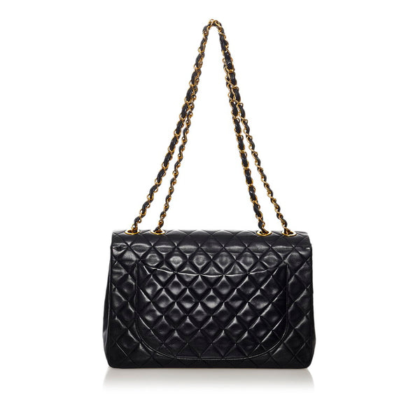 シャネル デカマトラッセ ココマーク チェーン ショルダーバッグ ブラック ラムスキン レディース CHANEL 【中古】