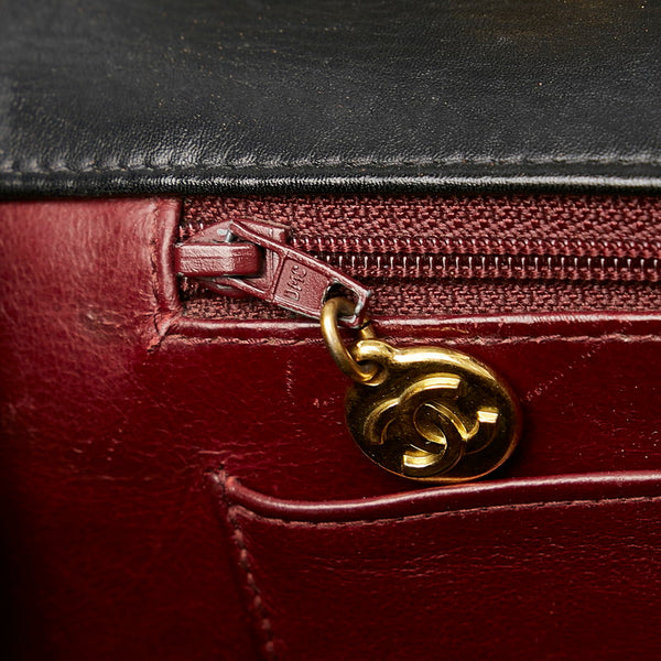 シャネル デカマトラッセ ココマーク チェーン ショルダーバッグ ブラック ラムスキン レディース CHANEL 【中古】