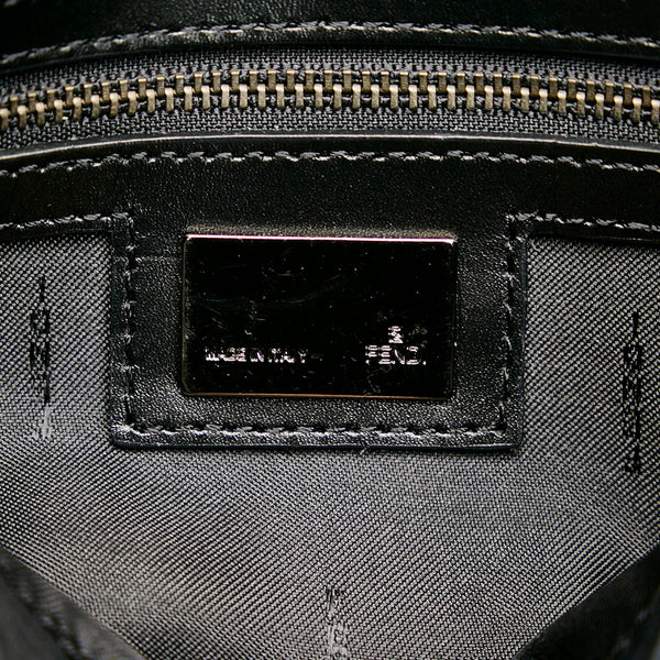 フェンディ ズッキーノ 斜め掛け ショルダーバッグ ブラック キャンバス レザー レディース FENDI 【中古】