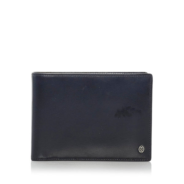 カルティエ パシャ 二つ折り財布 ブラック レザー メンズ CARTIER 【中古】