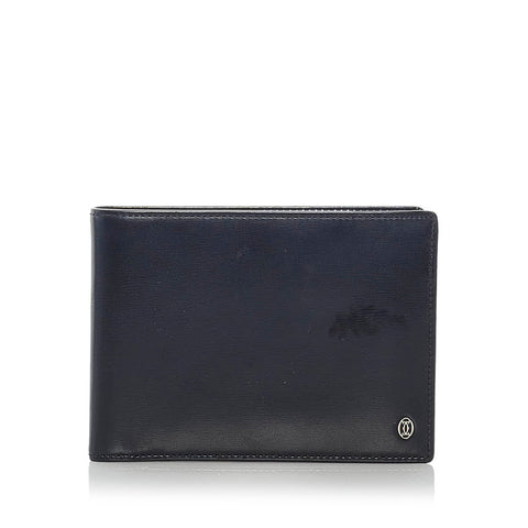 カルティエ パシャ 二つ折り財布 ブラック レザー メンズ CARTIER 【中古】