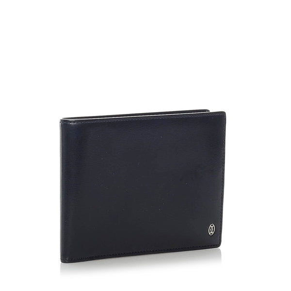 カルティエ パシャ 二つ折り財布 ブラック レザー メンズ CARTIER 【中古】