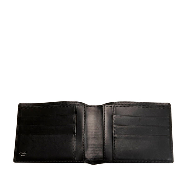 カルティエ パシャ 二つ折り財布 ブラック レザー メンズ CARTIER 【中古】