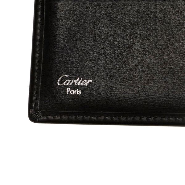 カルティエ パシャ 二つ折り財布 ブラック レザー メンズ CARTIER 【中古】