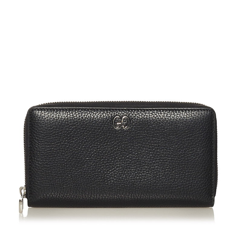 グッチ メタルGG ドリアン ラウンドファスナー 長財布 473928 ブラック レザー メンズ GUCCI 【中古】