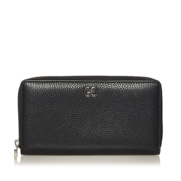 グッチ メタルGG ドリアン ラウンドファスナー 長財布 473928 ブラック レザー メンズ GUCCI 【中古】