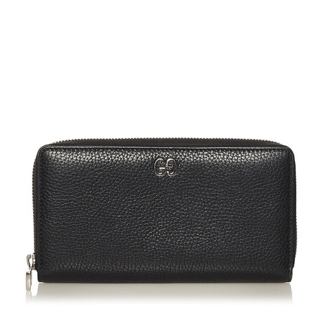 グッチ メタルGG ドリアン ラウンドファスナー 長財布 473928 ブラック レザー メンズ GUCCI 【中古】