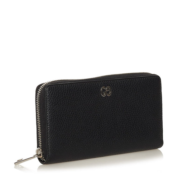 グッチ メタルGG ドリアン ラウンドファスナー 長財布 473928 ブラック レザー メンズ GUCCI 【中古】