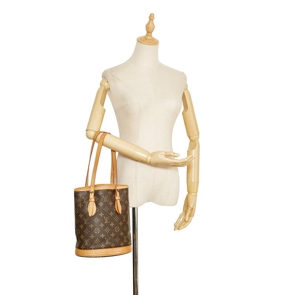 ルイ ヴィトン モノグラム バケットPM ハンドバッグ トートバッグ M42238 ブラウン PVC レザー レディース LOUIS VUITTON 【中古】