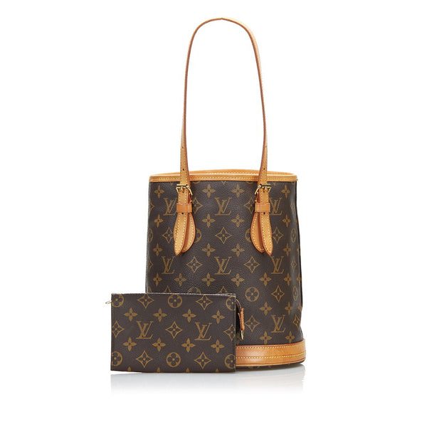 ルイ ヴィトン モノグラム バケットPM ハンドバッグ トートバッグ M42238 ブラウン PVC レザー レディース LOUIS VUITTON 【中古】
