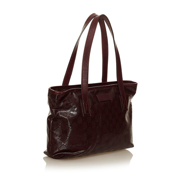グッチ GGインプリメ  トートバッグ 21138 ワインレッド パープル PVC レザー レディース GUCCI 【中古】