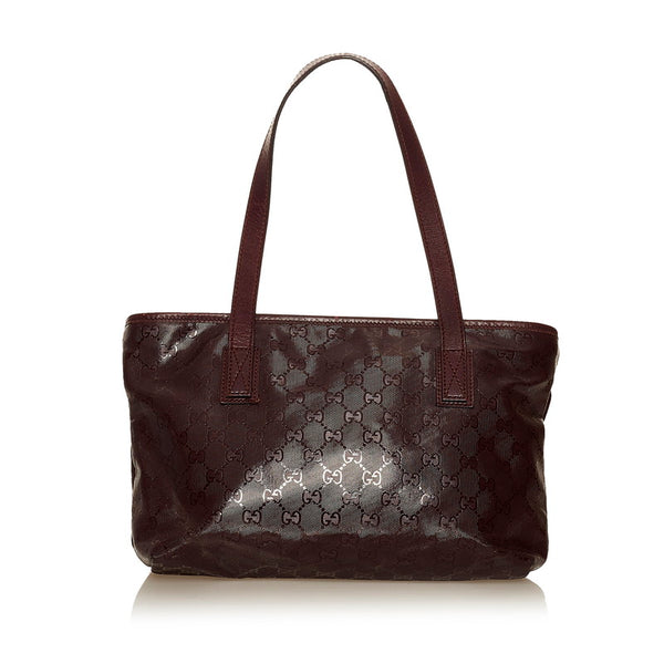 グッチ GGインプリメ  トートバッグ 21138 ワインレッド パープル PVC レザー レディース GUCCI 【中古】
