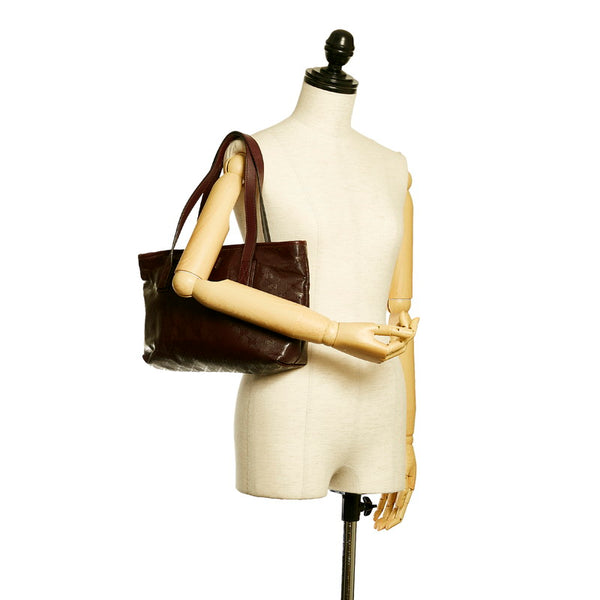 グッチ GGインプリメ  トートバッグ 21138 ワインレッド パープル PVC レザー レディース GUCCI 【中古】