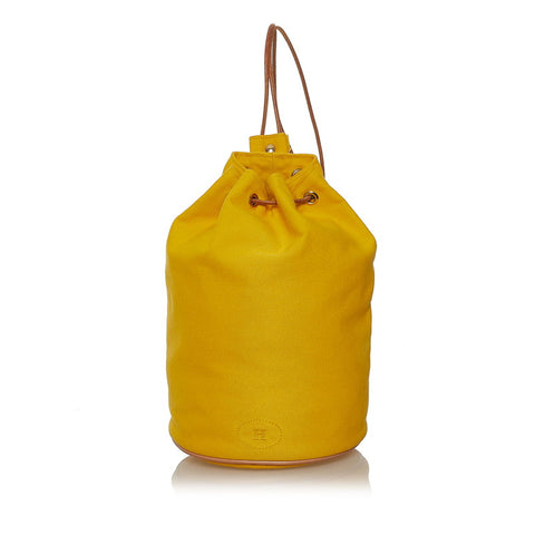 エルメス ポロションミミルPM ショルダーバッグ イエロー コットン レディース HERMES 【中古】