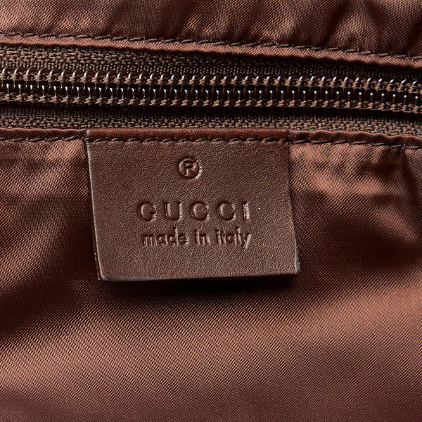 グッチ ディアマンテ シェリーライン トートバッグ 268106 ブラウン ナイロン レザー レディース GUCCI 【中古】