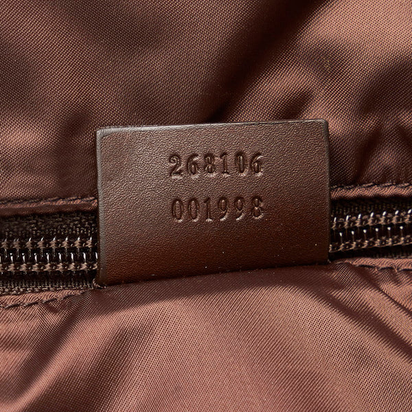 グッチ ディアマンテ シェリーライン トートバッグ 268106 ブラウン ナイロン レザー レディース GUCCI 【中古】