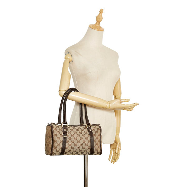 グッチ GGキャンバス アビー ハンドバッグ ミニボストンバッグ 130942 ベージュ ブラウン キャンバス レザー レディース GUCCI 【中古】