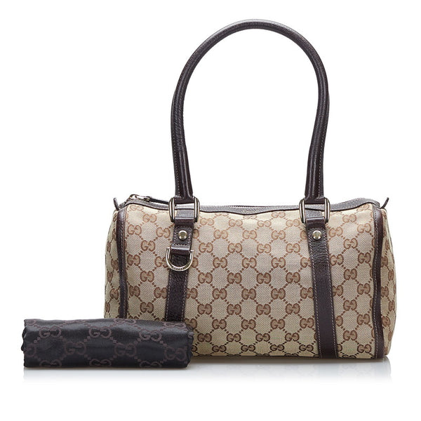 グッチ GGキャンバス アビー ハンドバッグ ミニボストンバッグ 130942 ベージュ ブラウン キャンバス レザー レディース GUCCI 【中古】