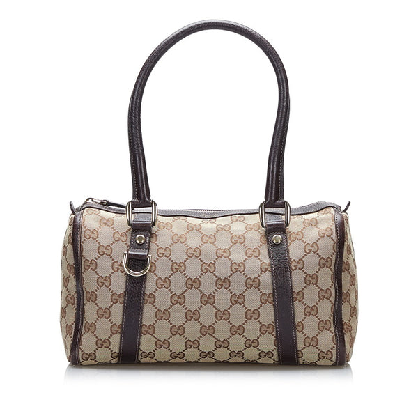 グッチ GGキャンバス アビー ハンドバッグ ミニボストンバッグ 130942 ベージュ ブラウン キャンバス レザー レディース GUCCI 【中古】