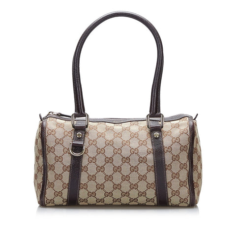 グッチ GGキャンバス アビー ハンドバッグ ミニボストンバッグ 130942 ベージュ ブラウン キャンバス レザー レディース GUCCI 【中古】