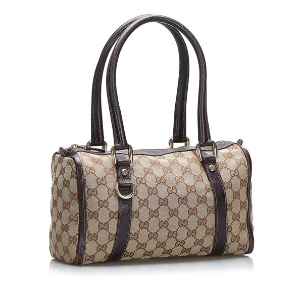グッチ GGキャンバス アビー ハンドバッグ ミニボストンバッグ 130942 ベージュ ブラウン キャンバス レザー レディース GUCCI 【中古】