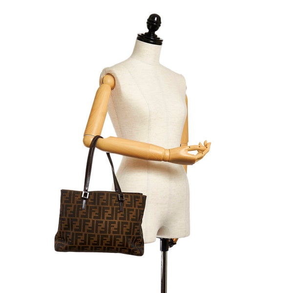フェンディ ズッカ 8BH067 ブラウン キャンバス レザー ハンドバッグ レディース FENDI 【中古】
