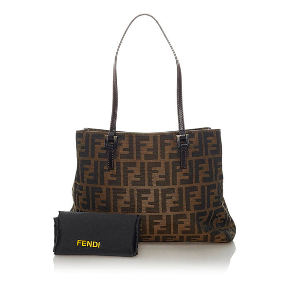 フェンディ ズッカ 8BH067 ブラウン キャンバス レザー ハンドバッグ レディース FENDI 【中古】