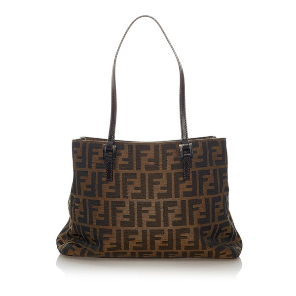 フェンディ ズッカ 8BH067 ブラウン キャンバス レザー ハンドバッグ レディース FENDI 【中古】