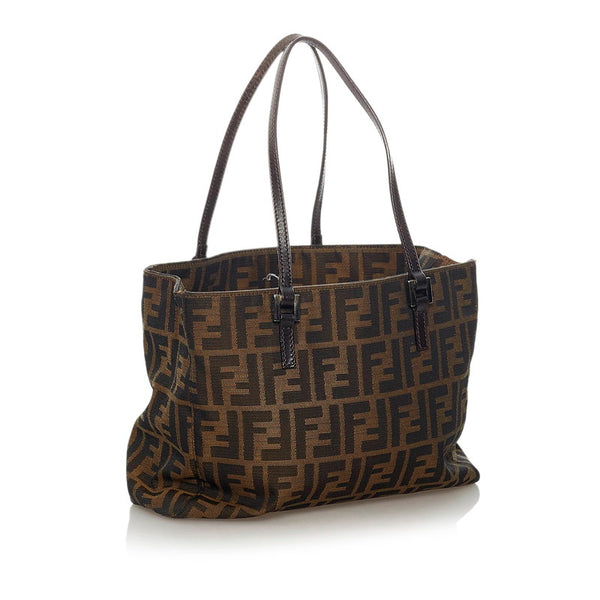 フェンディ ズッカ 8BH067 ブラウン キャンバス レザー ハンドバッグ レディース FENDI 【中古】