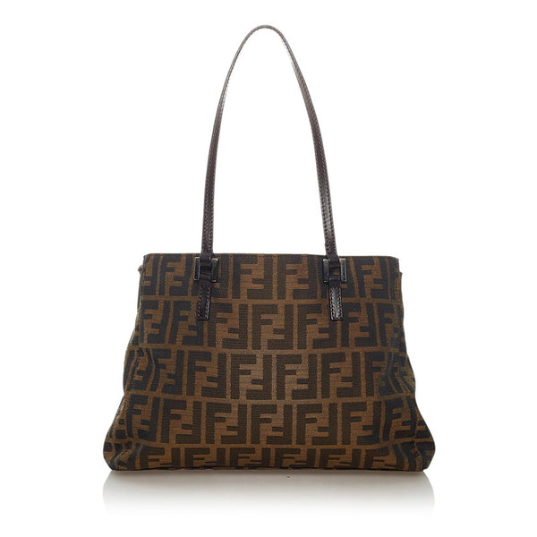 フェンディ ズッカ 8BH067 ブラウン キャンバス レザー ハンドバッグ レディース FENDI 【中古】