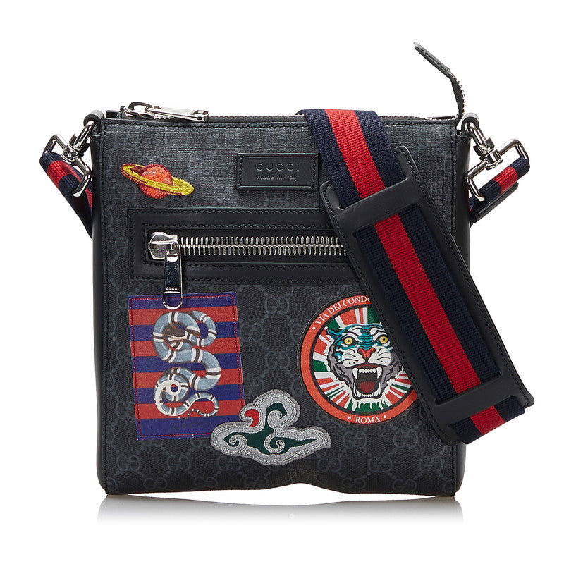 グッチ GGスプリーム クーリエ 斜め掛け ショルダーバッグ メッセンジャーバッグ 547751 ブラック マルチカラー PVC キャンバス メンズ GUCCI 【中古】