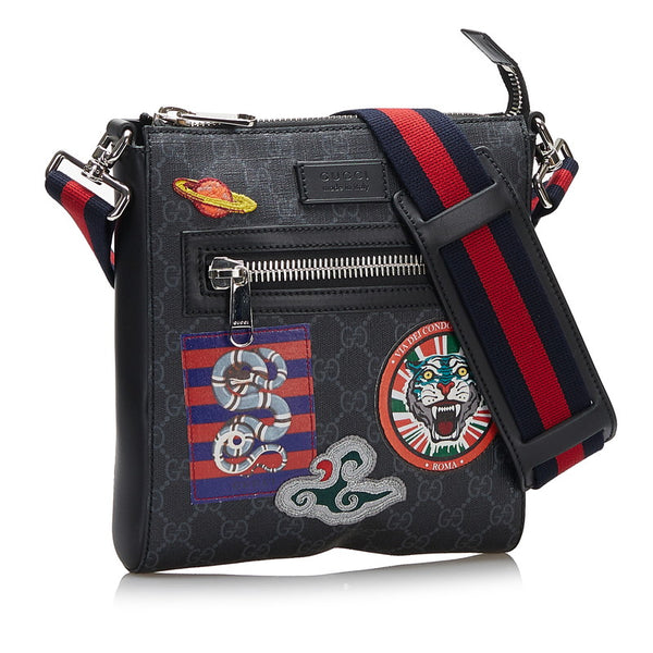 グッチ GGスプリーム クーリエ 斜め掛け ショルダーバッグ メッセンジャーバッグ 547751 ブラック マルチカラー PVC キャンバス メンズ GUCCI 【中古】