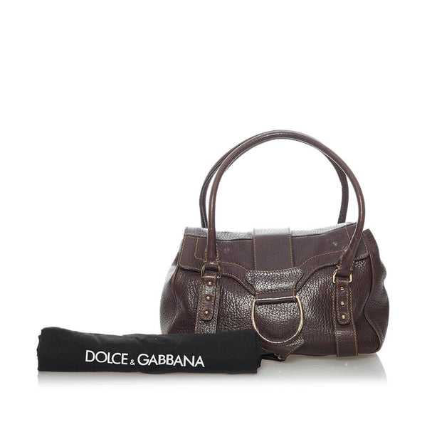 ドルチェアンドガッバーナ ブラウン レザー ハンドバッグ レディース DOLCE&GABBANA 【中古】