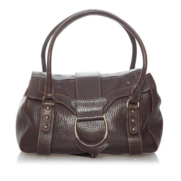 ドルチェアンドガッバーナ ブラウン レザー ハンドバッグ レディース DOLCE&GABBANA 【中古】