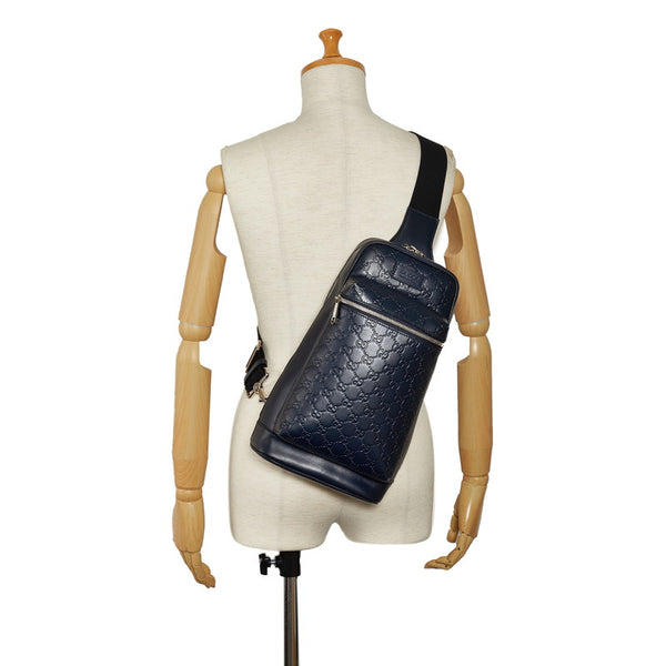 グッチ グッチシマ JAPAN EXCLUSIVE ボディバッグ ウエストバッグ ショルダーバック 450970 ネイビー レザー メンズ GUCCI 【中古】