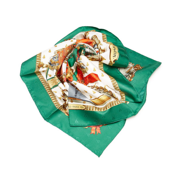 エルメス カレ90 NAPOLEON ナポレオン スカーフ グリーン  シルク レディース HERMES 【中古】