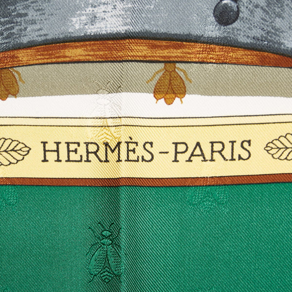エルメス カレ90 NAPOLEON ナポレオン スカーフ グリーン  シルク レディース HERMES 【中古】