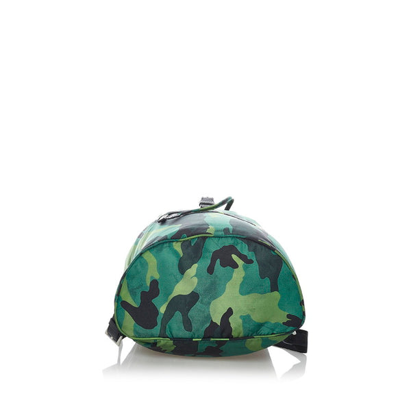 プラダ カモフラージュ グリーン ナイロン レザー リュック バックパック メンズ PRADA 【中古】